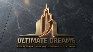 Ultimate Dreams Logo - Gold real estate logo for Ultimate Dreams with tagline on dark marble background